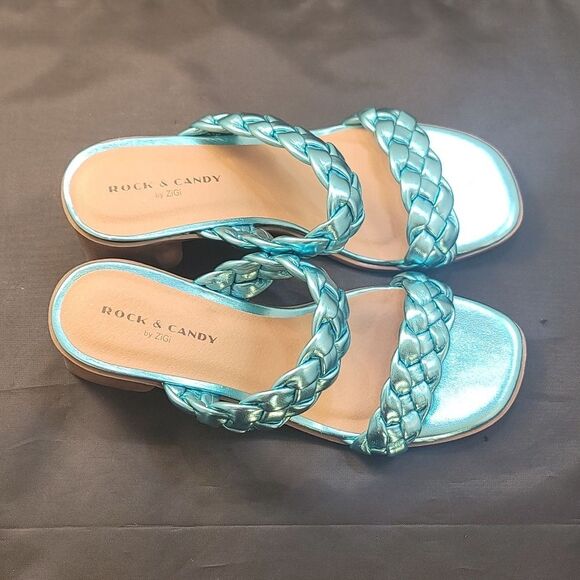BRAND NEW ROCK&CANDY BY ZIGI DOUBLE BRAIDED STRAPS LOW BLOCK-HEEL SANDAL - Picture 4 of 16